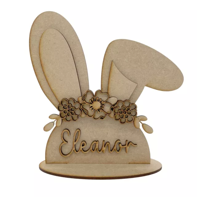 MDF Blank Easter Craft Kit, Decorate Your Own, Bunny Ears Name Floral Stand