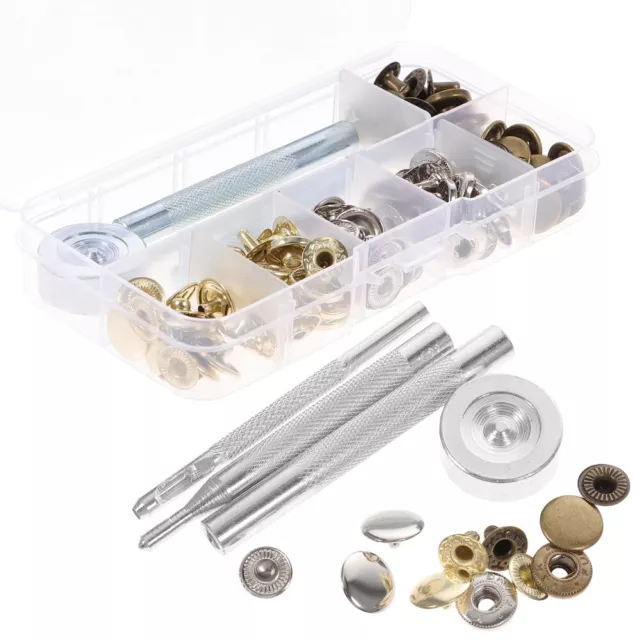 12 Sets Snap Fasteners Kit Metal with 4 Setter Tools for Clothing