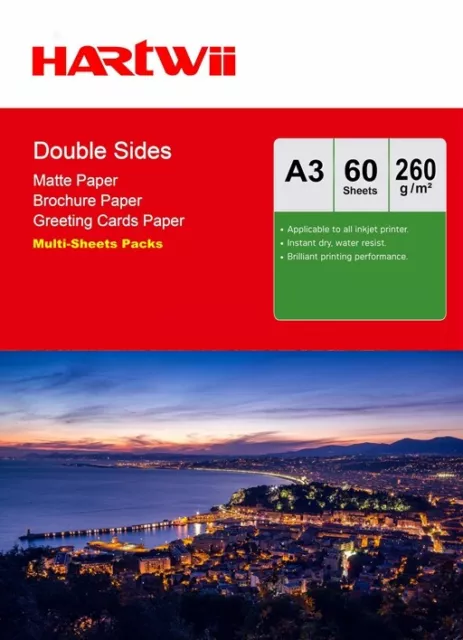 A3 Double Sided Matte Inkjet Paper Thick Matt Photo Paper 260Gsm Harwii 60-600sh