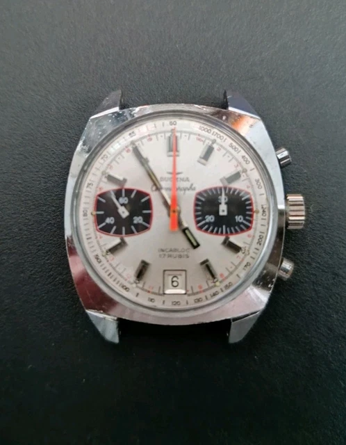 Cadran Vintage Rallye Chronograph Valjoux 7734 Pour Dodane – 29,5 Mm, Noir Mat, Neuf Ancien Stock
