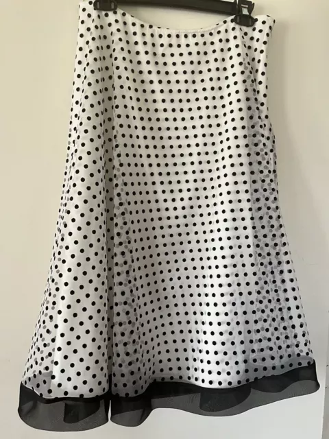 MSK Women’s Skirt Size L White Black Polka Dots Party Cocktail Side Zipper