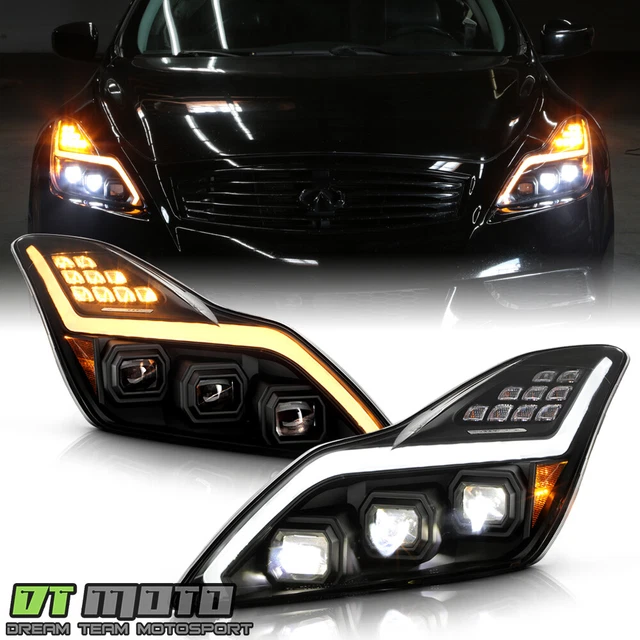 For 2008-2015 G37 Q60 Coupe HID w/o AFS Full LED Switchback Projector Headlights