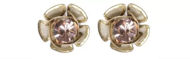 Ladies Girls Unique Gift Rosie Fox Stunning Pink Honey Crystal Stud Earrings