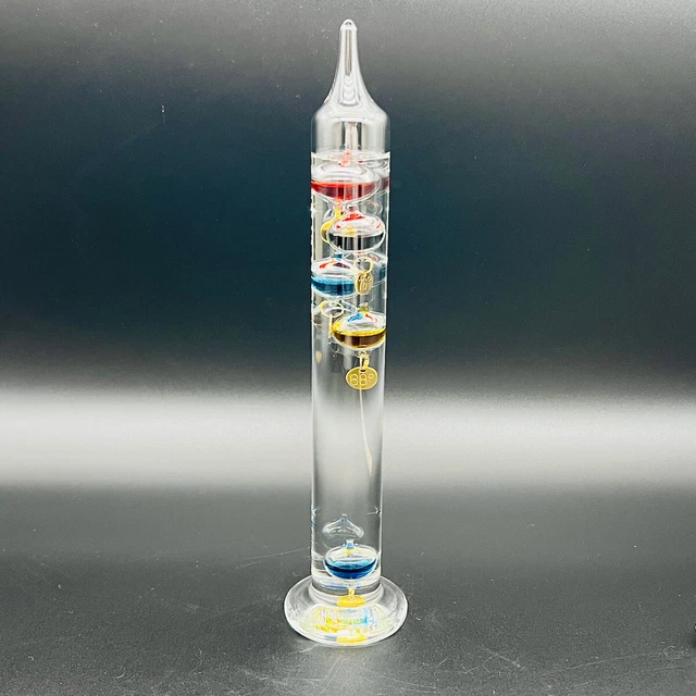 VINTAGE GALILEO GLASS Thermometer Weather Barometer Floating Balls 11