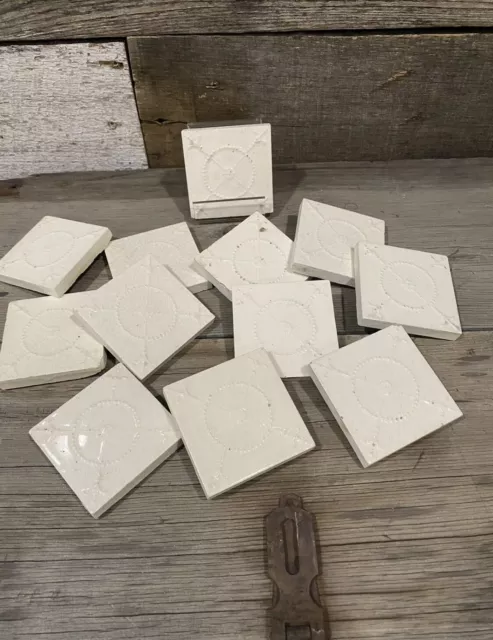 (10) Antique Victorian Decorative Robertson Design Tile 3x3 -fleur-de-lis -1915