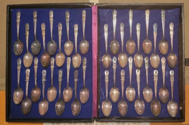 Vintage Wm Rogers Co Silver Plate 35 Presidents Commemorative Spoon Collection