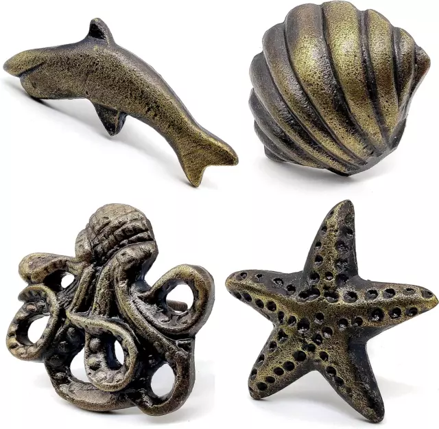 'S Ocean Theme Cast Iron Door Knobs/Drawer Pulls Dresser Door Knobs for Cabinets
