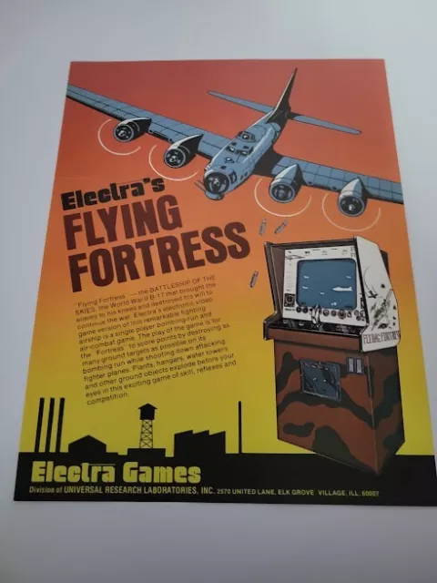 Flyer ELECTRA= FLYING FORTRESS  Video Game advertisement original see pic