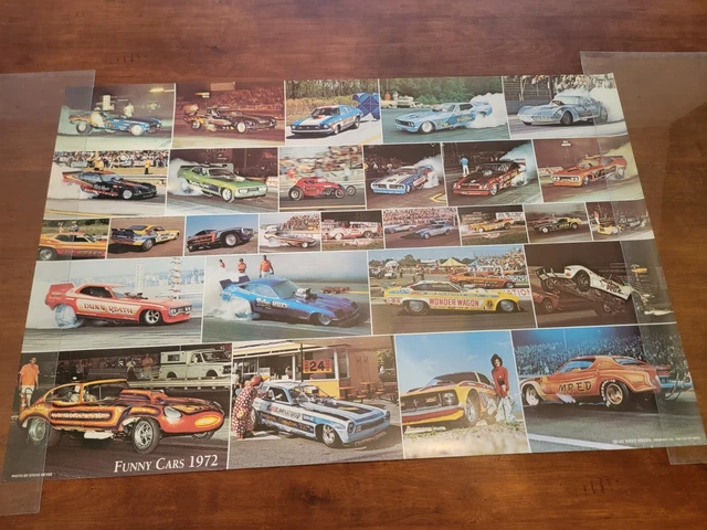 Vintage 1972 Funny Cars Drag Racing Poster Steve Reyes NHRA Jungle Jim Blue Max Vintage 1972 Funny Cars Drag Racing Poster Steve Reyes NHRA Jungle Jim Blue Max