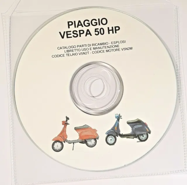 Cd Manuale Catalogo Ricambi+Esplosi+Libretto Uso - Piaggio Vespa Hp V5N2T-V5N2M