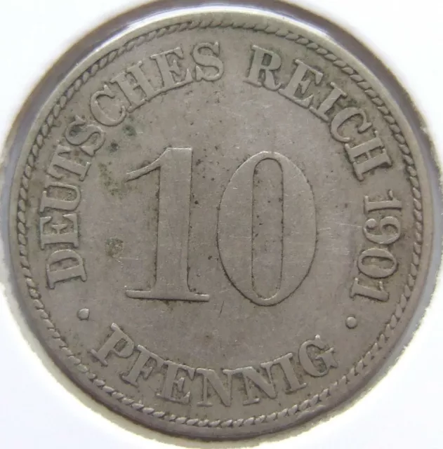 Moneta Reich Tedesco Impero Tedesco 10 Pfennig 1901 G IN Very fine