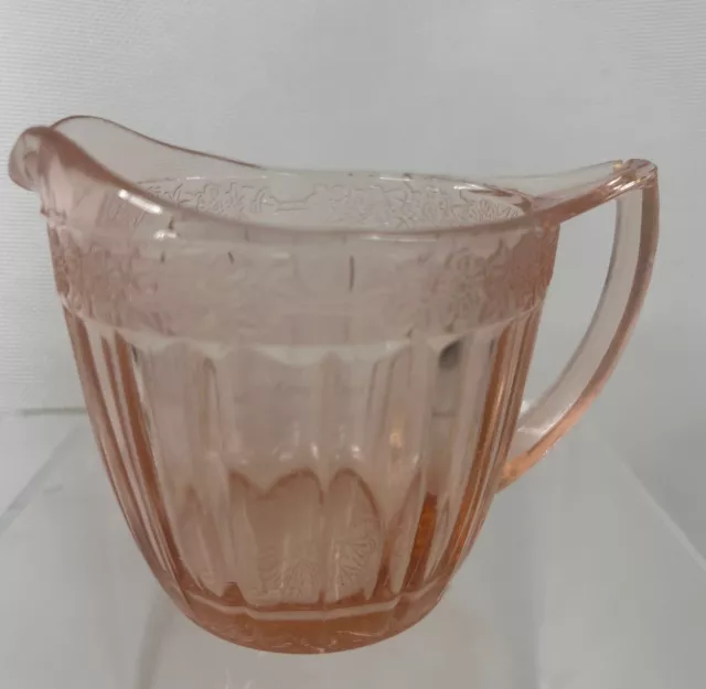 Vintage Jeannette Adam Pink Depression Glass Creamer small pitcher flower print