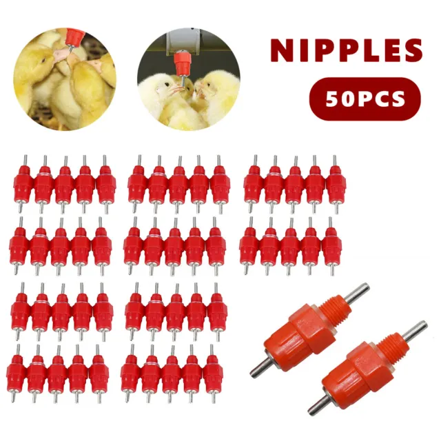 50PCS Water Nipple Valves Auto Drinker Waterer Feeder Poultry Chicken Duck Bird