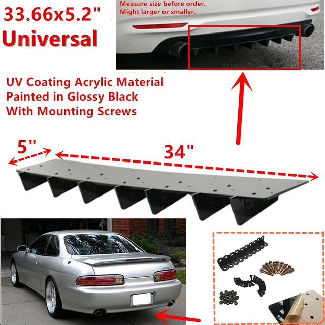 34x5" For Lexus SC 1992-2000 SC400 SC300 Rear Diffuser Fin Air Splitter Trim Kit