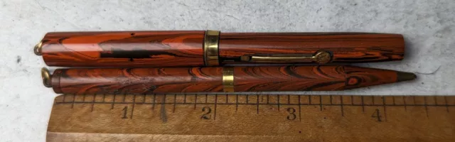 Waterman 52 1/2 v vintage fountain pen pencil et 14k gold fine stub nib