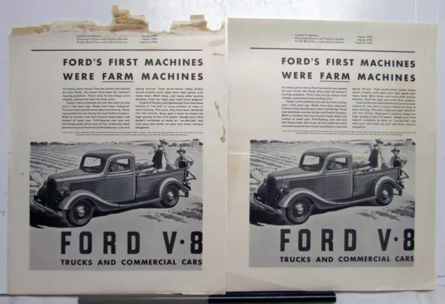 1937 Fords First Machines Were Farm Machine V8 Trucks & Commercial Cars Ad Proof