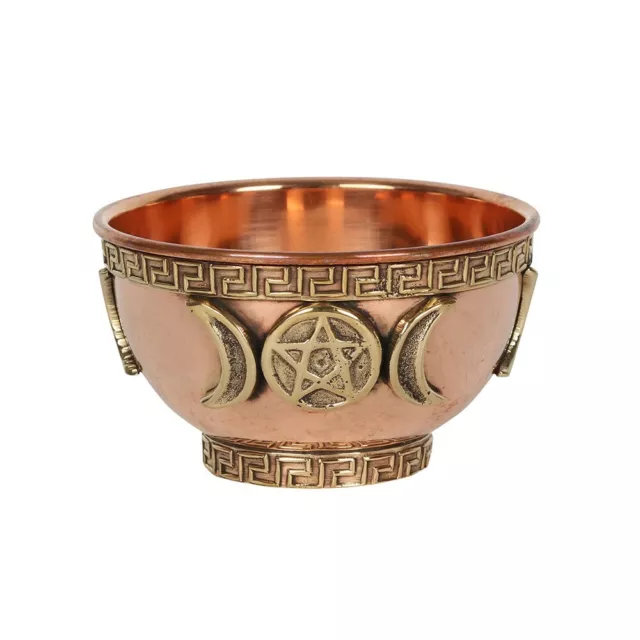 Brass Offering Bowl Pentagram Tripple Moon Altar/ Witch/ Pagan Wiychcraft