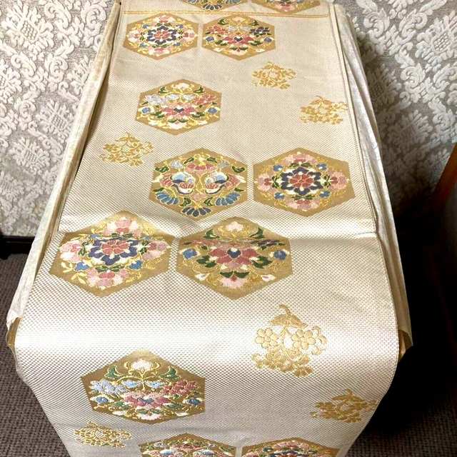 KIMONO JAPONAIS FUKURO Obi Nishijn Tissage Soie Nagashima Textiles Or ...