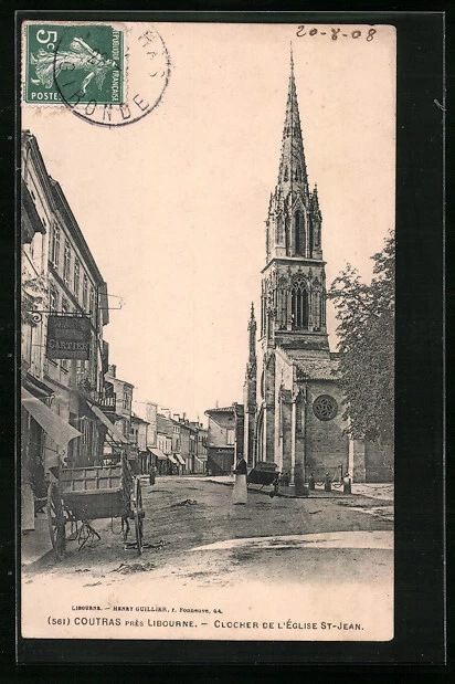 CPA Coutras près Libourne, Clocher de l´Eglise St-Jean 1908