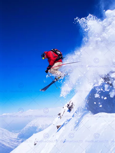 Skier Ski Jumping Snow Sport Sky Photo Art Print Poster Picture Bmp617A