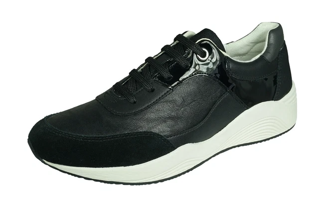 GEOX D OMAYA C Women s Leather Trainers Fashion Shoes Black
