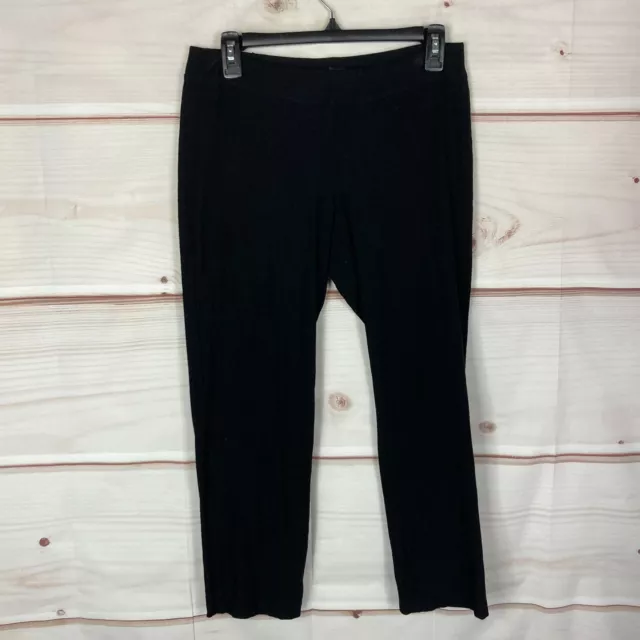 Eileen Fisher Pants Womens PS Pull On Mid Rise Ankle Black Knit Skinny Leg Solid