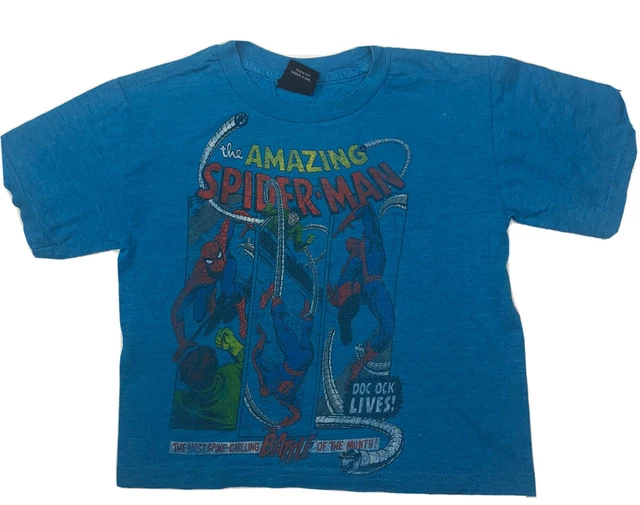 The Amazing Spider-Man Marvel Boys Graphic T-Shirt Blue Crew Neck Short Sleeve