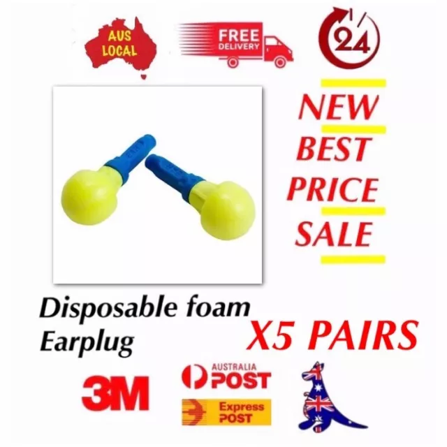 5 pairs X 3M 318-1000 E-A-R Push-Ins Uncorded no cable Ear Plugs PERTH magic