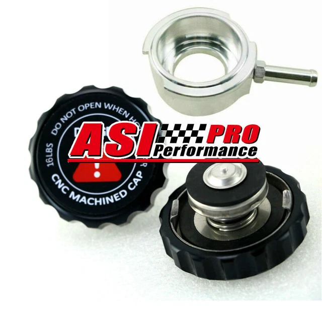 WELD ON ALUMINUM Radiator Filler Neck + Billet Notch Grip Radiator Cap Pro 22.95 PicClick