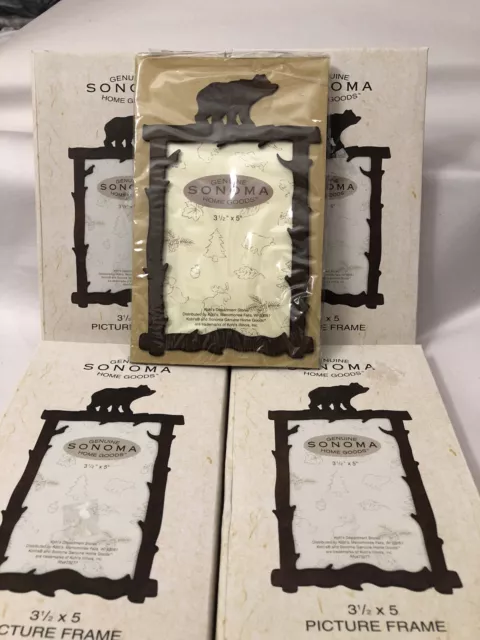 Rustic Metal Bear Picture Frame Cabin Man Cave 3 1/2 X 5 Picture Frame Lot Of 4