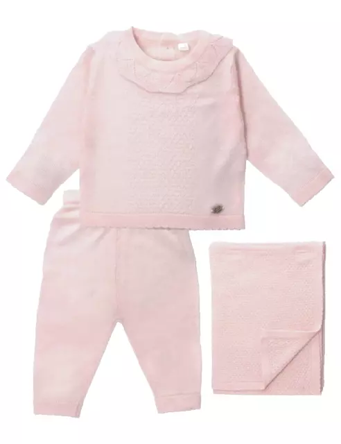 Babyset  3-tlg.  Feinstrick rosa  Gr.: 58 von Rock a Bye , Babydecke,  NEU/OVP