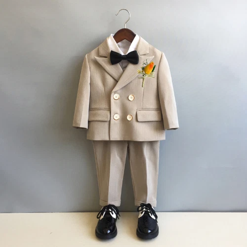 Set abito formale per bambini costume bambini pantaloni blazer doppio petto cravatta