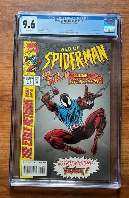 1994 Marvel Web of Spider-Man 118 - Scarlet Spider - KEY WHITE Pages CGC 9.6