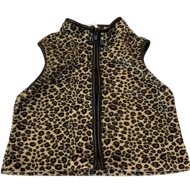 Leopard Vest Girl’s Black Trim Large (Junior) Zipper