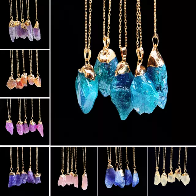 Reiki Natural Gemstone Stone Crystal Necklace Quartz Healing Chakra Pendant