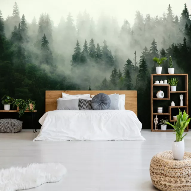 Carta Da Parati Moderna Foresta Nebbia Bosco 3D FOTOMURALI IN TNT XXL Soggiorno