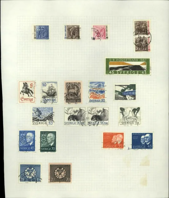 Sweden 1967-1968 Album Page Of Stamps #V31114