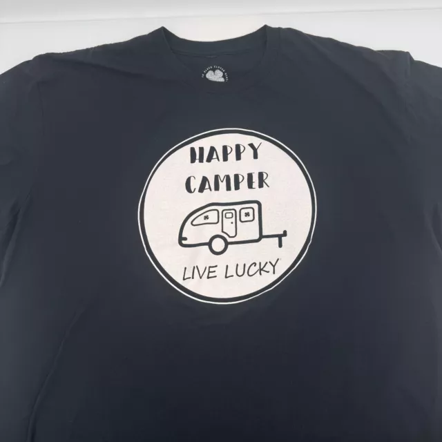 Camiseta de trébol negro para hombre XXL Live Lucky Golf Happy cámper negra mangas cortas