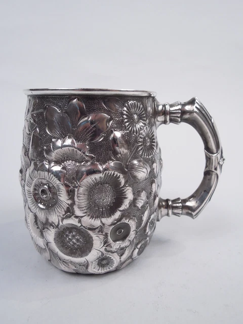 Shiebler Tazza 1306 Antico Battesimo Bambino a Sbalzo Americana Argento Sterling