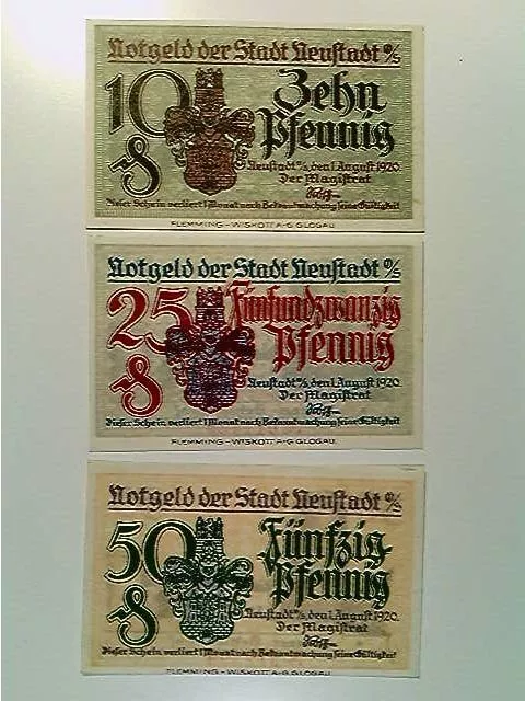 Notgeld Stadt Neustadt a. S., 10/25 und 50 Pfennig, 1920