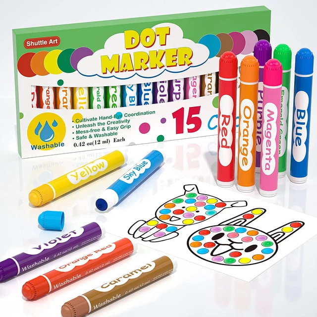 Dot Markers, 15 Colors Washable Dot Markers for Toddlers,Bingo Daubers Supplies