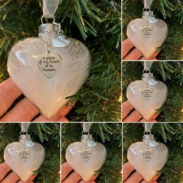Bola de Navidad de Alta Calidad Amor Corazón Puerta Plumas Mi Corazón en el Cielo