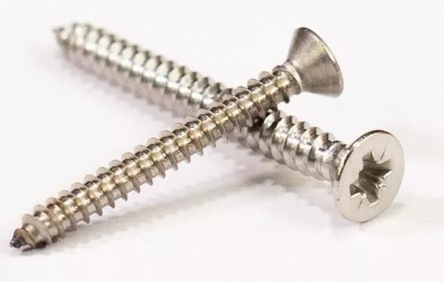 Stainless Steel Countersunk Self Tapping Screws Pozi Drive A4 Marine Grade No.8