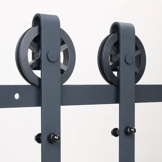 5-16FT Vintage Strap SUPER BIG Wheel Sliding Barn Wood Door Hardware Track Kit