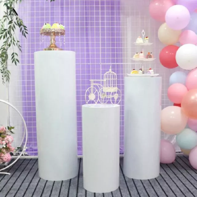 3PCS Metal Plinth Cylinder Dessert Pedestal Wedding Cake Flower Display Stand UK