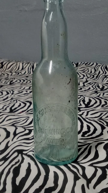 💥Antique Light Blue Beer Bottle THE GRASSER&BRAND BREWING COMPANY TOLEDO OHIO💥