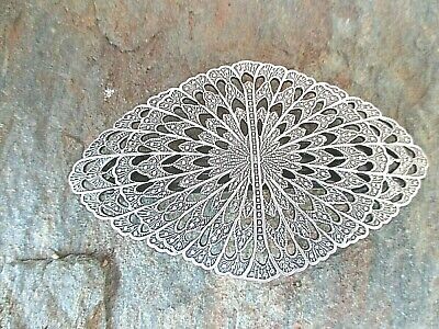 Filigree Silver Plated French Clip Hair Barrette 70MM Clip Made in USA 6019S