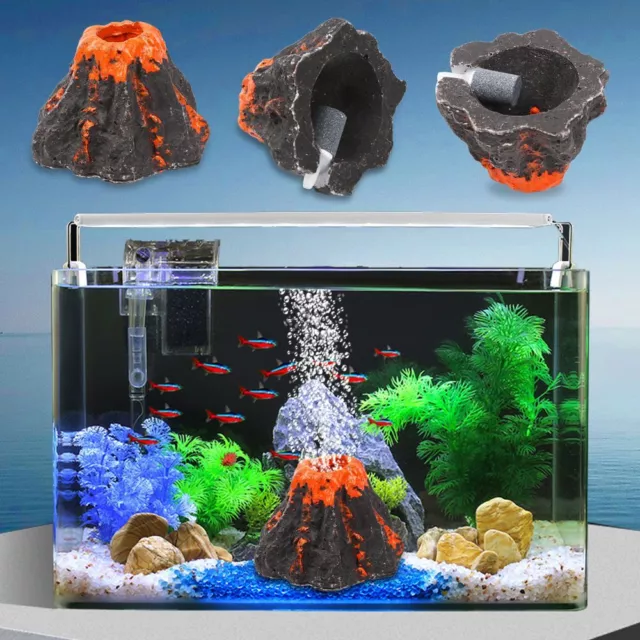 Resin Fish Tank Air Bubble Stone Volcano Shape Ornament Decorations Oxygen Pump