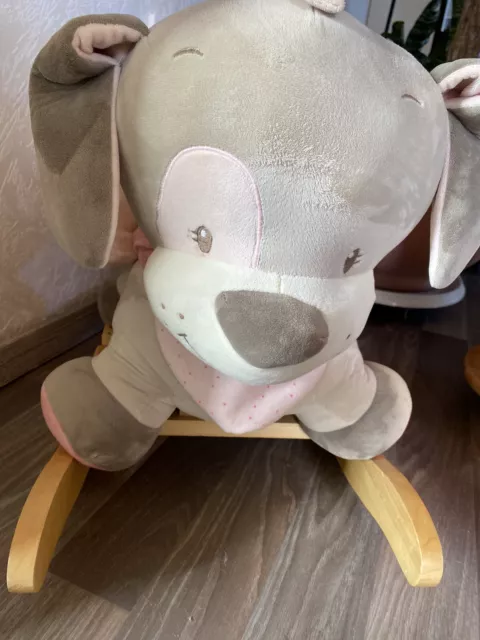 Babywippe Babyschaukel Hund Spielzeug Grau/Rosa Mit Befestigung Wie Neu