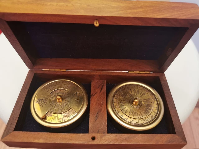 Alto Envío 100 Años Calendario Perpetuo Musgo Ágata Latón Temporizador Mundial Coleccionable